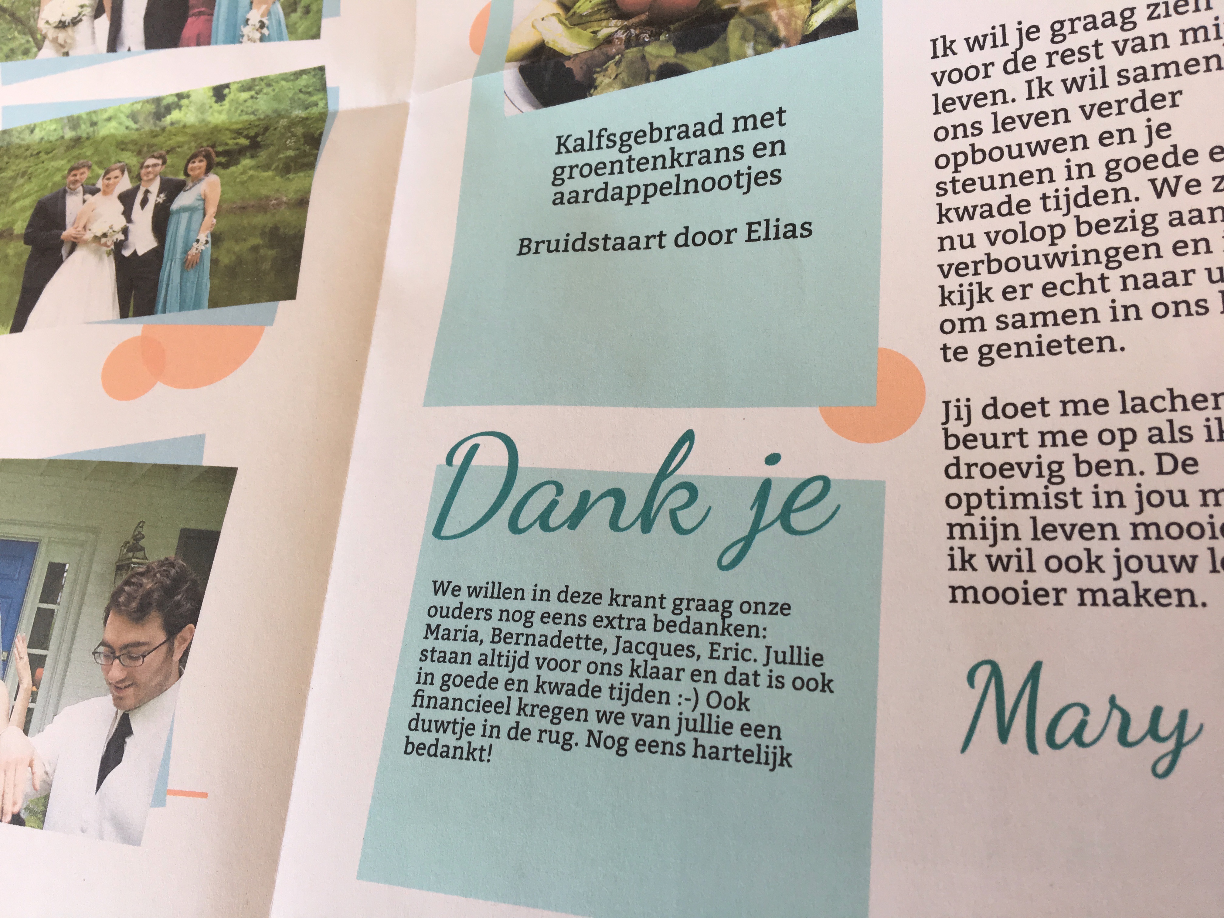 krant huwelijksbedanking uniek