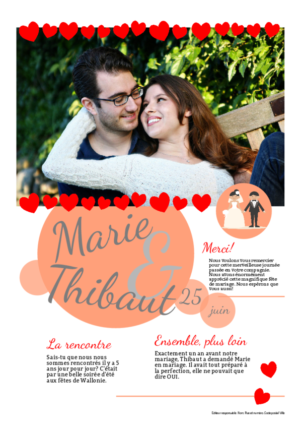 Créez votre propre journal modèle journal de mariage remerciements | Happiedays