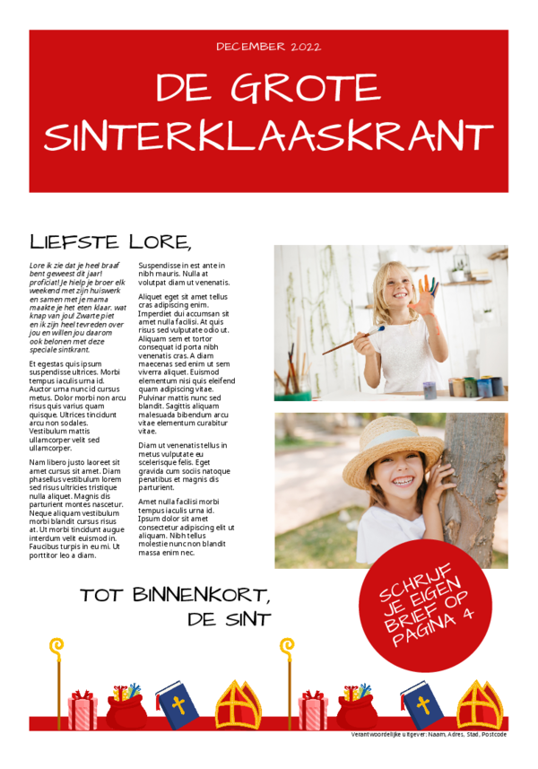 Maak je eigen krant sjabloon sinterklaas | Happiedays